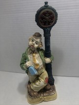 Vintage Clockpost Willie Clown Hobo Clock Legs Crossed Bottle In Hand - $14.85