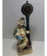 Vintage Clockpost Willie Clown Hobo Clock Legs Crossed Bottle In Hand - $14.85