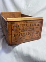 Vtg Superba Brand Santa Clara Prunes Selected California Fruit 25 lb Wood Crate - £47.77 GBP