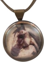 Horse Pendant Necklace Brown Leather Cord Equestrian Grey Rebecca Ray Designs - £27.68 GBP