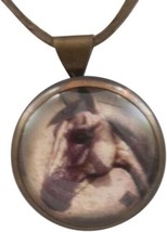 Horse Pendant Necklace Brown Leather Cord Equestrian Grey Rebecca Ray De... - £27.97 GBP