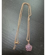 585 14K RG Stamped Cluster Amethyst Purple Cube Pendant 19” Necklace Cla... - $911.17 MXN