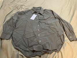 NWT Zara Oversized Olive Green Pinstripe Button Down Shirt Retail $47.90 - $23.76