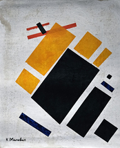 Painting Artwork K. MALEVICH Signed Canvas, Vintage Abstract Modern Art - $138.55