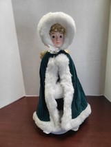 Vintage Victorian Porcelain Blonde Christmas Doll by Anco Mdse Ltd 17in w/Stand - £14.15 GBP