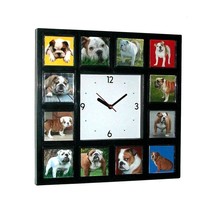 Bulldog and English Bulldog cute dog Clock with 12 pictures - £24.91 GBP