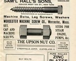 Haskell Mfg Sam&#39;l Hall Worcester Machine Screw and Upson Nut 1909 Magazi... - $15.84