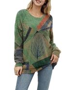 YESNO Womens Oversized Soft Cozy Graphic Pullover Wool Cotton Sweater NEW - €20,61 EUR
