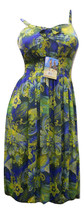 Ladies Dress Spaghetti Strap Smocked-Elastic-Waist Floral Multi-Color Si... - £28.70 GBP