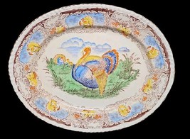 Staffordshire England Transferware Pottery Thanksgiving Turkey Platter 2... - $180.65