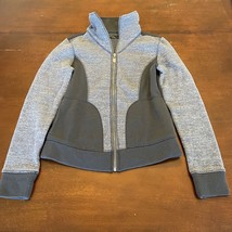Prana Sweater Womens Medium Gray Full Zip Color Block Mock Neck - £16.74 GBP