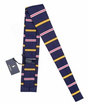 NEW Polo Ralph Lauren Silk Vintage Skinny Tie! Square Bottom Navy Stripe... - $44.99