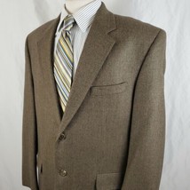 Chaps Ralph Lauren Sport Coat Jacket 44R Wool Gold Brown Weave Two Button  - $34.99