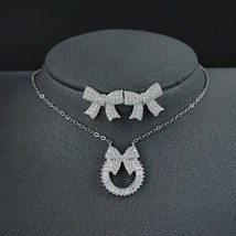 2022 New silver color bride Jewelry Set Necklace Pendant Earring for Women Femal - $23.60