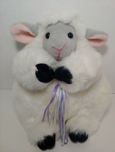 Walmart Plush off white cream sheep lamb black feet gray ears face holds ribbons - $21.82