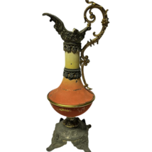 Vintage Ewer Pitcher Decorative Cast Iron/Pewter Victorian Style 15&quot;x6&quot; - $39.99