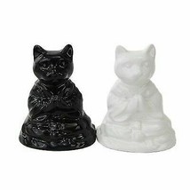 Ebros Buddha Cats Meditating Ceramic Magnetic Salt Pepper Shakers Set - £13.36 GBP
