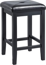 Black, 24-Inch, Square-Seat Upholstered Bar Stools From Crosley Furniture. - £105.11 GBP