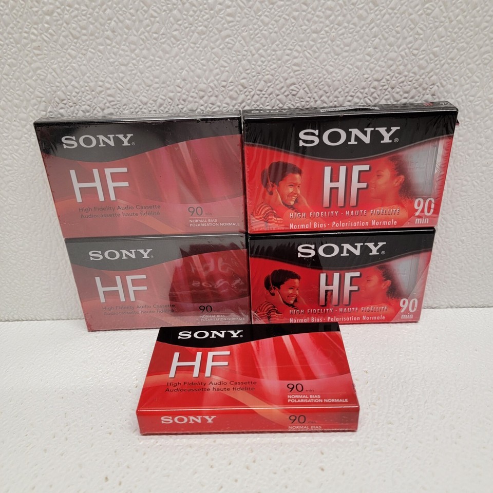 New Sony Lot Of 5 Blank 90 Minute Cassette Tapes C-90HFL - $10.85
