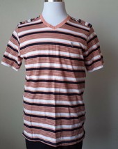 Lions Crest Men V-Neck T-Shirt Striped Size S ( 19x26&quot;) 100% Cotton NWT  - $15.44