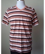 Lions Crest Men V-Neck T-Shirt Striped Size S ( 19x26&quot;) 100% Cotton NWT  - £12.20 GBP