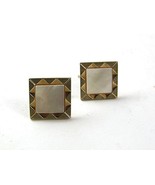 Mid Century Modern Gold Tone &amp; Mother of Pearl Cufflinks By SWANK 1217 - £19.60 GBP