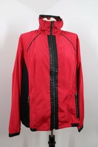 Chico&#39;s Zenergy 2 Pink Black Windbreaker Jacket Faux Leather Trim TJ1 - £19.40 GBP