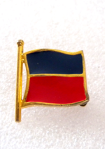 Blue and Red Enamel Flag Gold Tone Flag Pole Lapel Hat Pin Badge - $12.82
