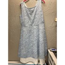 Blue A Line Flare Eyelet Sleeveless V Neck Crochet Overlay Size XXL/14 - $22.00