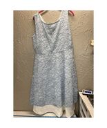 Blue A Line Flare Eyelet Sleeveless V Neck Crochet Overlay Size XXL/14 - $396.82 MXN