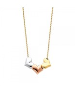 14K Tri-Color Gold Hanging Hearts Necklace - $375.99