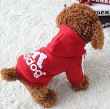 Summer Adidog Pet Clothing Casual Hooded Hoodie Dog Yorkie Bichon  Cute ... - £51.17 GBP