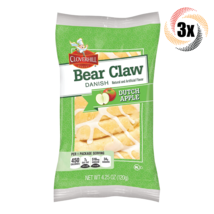 3x Packs Cloverhill Bakery Bear Claw Danish Dutch Apple Flavor 4.25oz - £12.38 GBP