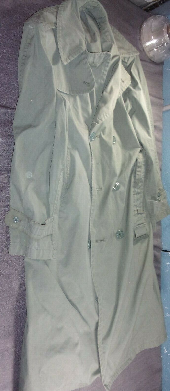 VINTAGE USGI US ARMY MANS GREEN 274 QUARPEK COTTON/POLY MILTARY RAINCOAT... - $31.73