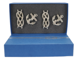 Vilmain  Pewter Leaf Napkin Rings Summer Boating Carrick Bend Knot Anchor - £16.69 GBP
