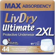 LivDry | Ultimate Absorbency | Protective Underwear (XXL, 44Count) - $60.78