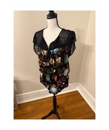 Daniel Rainn Black Top with Flowers Size M New - €16,94 EUR