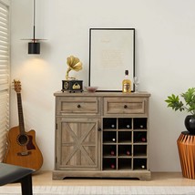 Farmhouse Liquor Cabinet: 2 Drawers, Wine Rack - $3,616.74 MXN