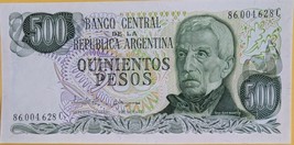Banco Central De La Republica Argentina Quinientos Pesos Banknote UNC - $1.00