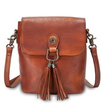 Vintage Tassel Women Small Bag 2022 New Leather Shoulder &amp; Crossbody Bags Soft C - £118.91 GBP