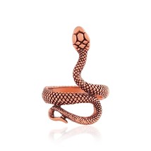 Copper Coated Snake Ring Reptile Serpent Adjustable Open Finger Ring - £12.52 GBP