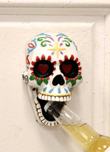 Ebros Day of The Dead White Floral Sugar Skull Wall Mounted Bottle Opener - $25.99
