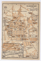 1903 Antique City Map Of Klagenfurt / Celovec / Kärnten / Carinthia / Austria - £15.33 GBP