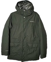 Eddie Bauer Men M Weatheredge Zip Puffer Green Front Pocket Hood Jacket Coat - £44.87 GBP