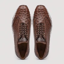 Hand painted genuine ostrich quill Sneaker Shoes Scanno Antique Brown image 4