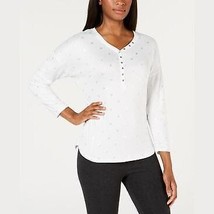 Ande Foil-Printed Henley Knit Pajama Top S/Gray - £11.48 GBP