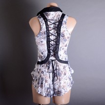 Black Gray Womens Evening Sheer Lace Corset Back Victorian Steampunk Got... - $41.13 CAD