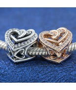 2021 Valentine Release Sterling Silver &amp; Rose™ Sparkling Entwined Hearts... - £13.76 GBP