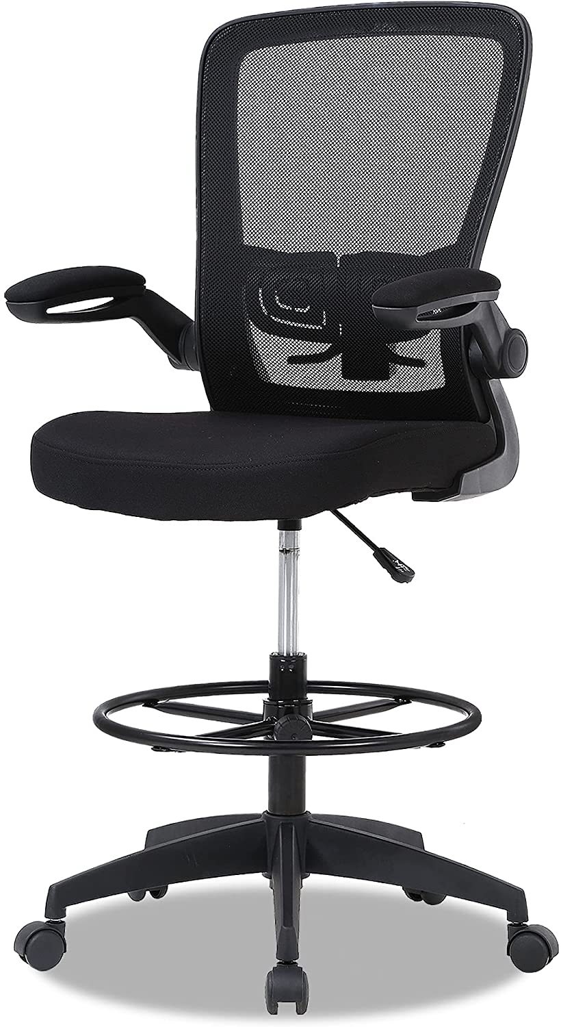 Drafting Chair Tall Office Chair Mid-Back Mesh Ergonomic Computer Chair High - $135.99