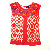 Christian Lacroix x Desigual Embroidered Chiffon + Knit Top Size S Sleev... - $38.50